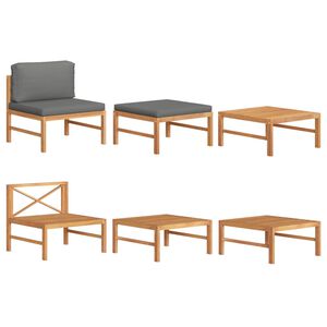 vidaXL 3-dielna z&aacute;hradn&aacute; sedacia s&uacute;prava s tmavosiv&yacute;mi podložkami t&iacute;kov&eacute; drevo