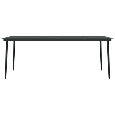 vidaXL Záhradný jedálenský stôl čierny 200x100x74cm oceľ a sklo