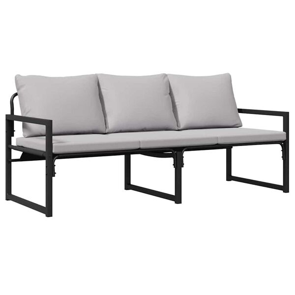 vidaXL Záhradný nábytok s vankúšom Iný Čierna 180 x 72.5 x 71 cm Oceľ