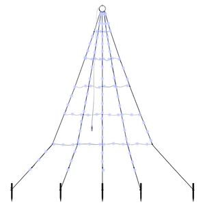 vidaXL LED Vianočn&yacute; stromček so zemn&yacute;mi kol&iacute;kmi Modr&aacute; 182 cm Kov