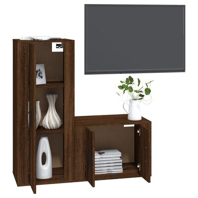 vidaXL 2-dielna súprava TV skriniek hnedý dub spracované drevo