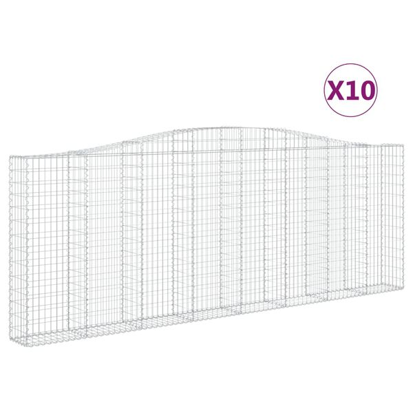 vidaXL Obl&uacute;kov&eacute; gabionov&eacute; ko&scaron;e 10 ks 400x30x140/160 cm pozink. železo