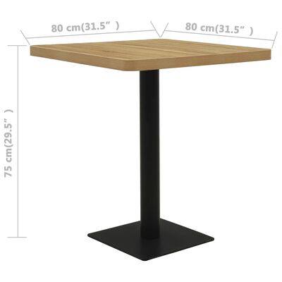 vidaXL Bistro stolík, dubová farba 80x80x75 cm, MDF a oceľ