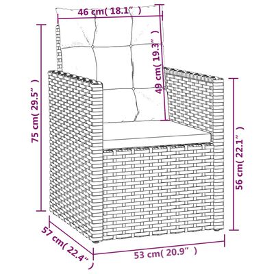 vidaXL4-dielna záhradná sedacia súprava s podložkami polyratan sivá