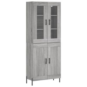 vidaXL Vysok&aacute; skrinka siv&yacute; dub sonoma 69,5x34x180 cm spracovan&eacute; drevo