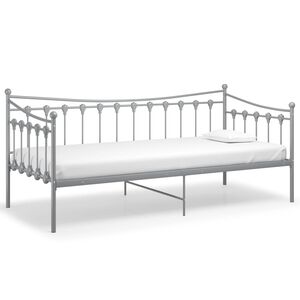 vidaXL R&aacute;m rozkladacej pohovky siv&yacute; kovov&yacute; 90x200 cm