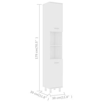 vidaXL Skrinka do kúpeľne, biela 30x30x179 cm, kompozitné drevo