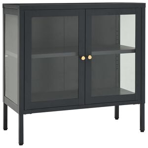 vidaXL Komoda antracitov&aacute; 70x35x70 cm oceľ a sklo