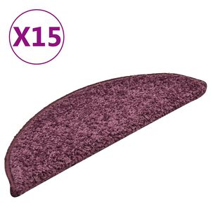 vidaXL Schodov&eacute; rohože 15 ks 56x17x3 cm tmavo fialov&eacute; polkruhov&eacute;