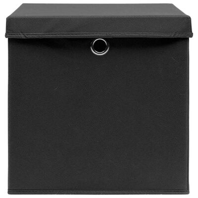 vidaXL Úložné boxy s vekom 10 ks, čierne 32x32x32 cm, látka