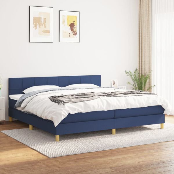 vidaXL Boxspring posteľ s matracom modr&aacute; 200x200 cm l&aacute;tka