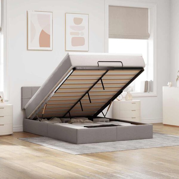 vidaXL Osmansk&aacute; posteľ s matracom Taupe 140x190 cm L&aacute;tka