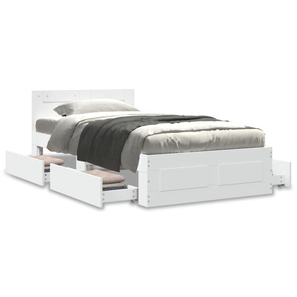 vidaXL Posteľn&yacute; r&aacute;m s čelom biely 75x190 cm kompozitn&eacute; drevo