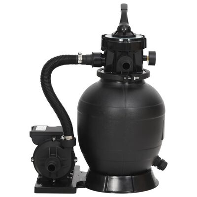 vidaXL Bazénový pieskový filter so 6 polohovým ventilom čierny