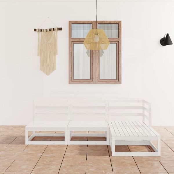 vidaXL 4-dielna z&aacute;hradn&aacute; sedacia s&uacute;prava biela mas&iacute;vna borovica