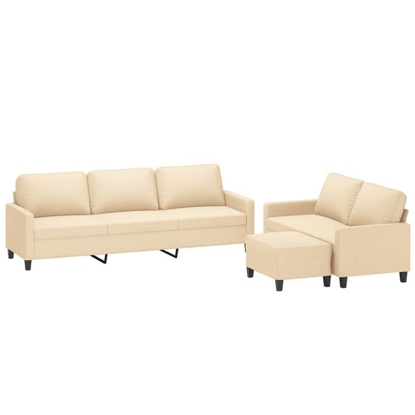 vidaXL 3-dielna sedacia súprava s vankúšmi krémová látka