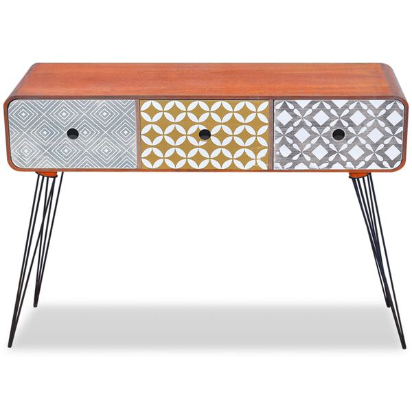 vidaXL Konzolový stolík s 3 zásuvkami, hnedý