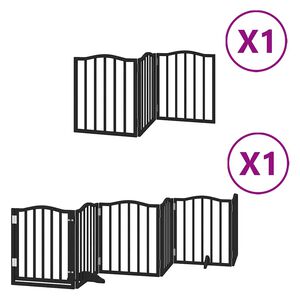 vidaXL Br&aacute;na pre psa dvere sklad. 9-panel. čierna 450cm topoľov&eacute; drevo