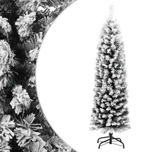 vidaXL &Uacute;zky umel&yacute; vianočn&yacute; stromček, zasnežen&yacute;, zelen&yacute; 120 cm, PVC