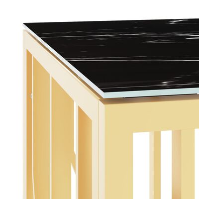 vidaXL Konferenčný stolík zlatý 110x45x45 cm nehrdzavejúca oceľ a sklo