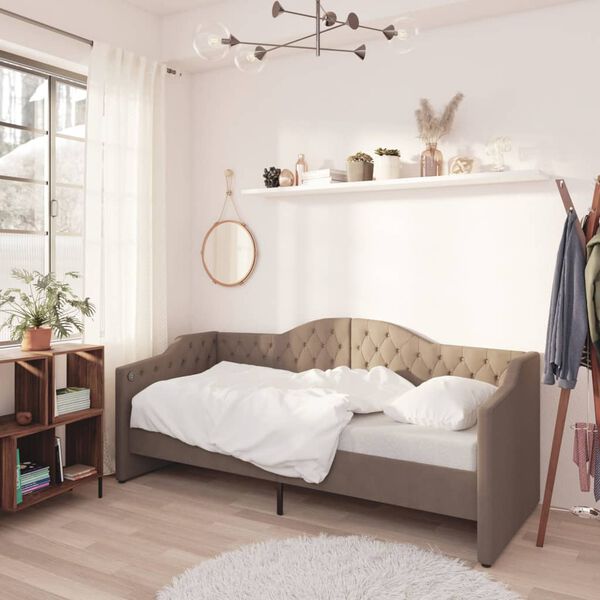 vidaXL Pohovka s matracom USB sivohned&aacute; l&aacute;tkov&aacute; 90x200 cm