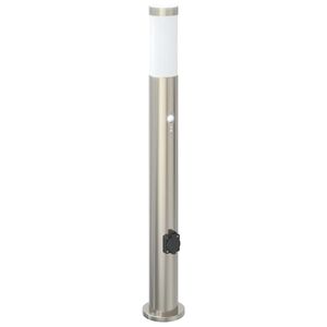 vidaXL Stĺpikov&eacute; svietidlo so senzorom a z&aacute;suvkou 80 cm nehrdzavej&uacute;ca oceľ IP44