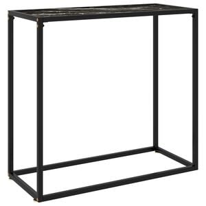 vidaXL Konzolov&yacute; stol&iacute;k čierny 80x35x75 cm tvrden&eacute; sklo