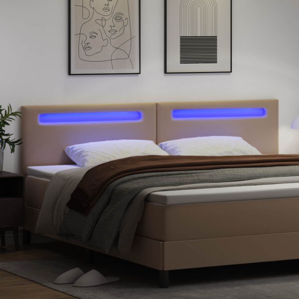 vidaXL LED hlavov&aacute; doska Kapuč&iacute;nov&aacute; 200 cm Umel&aacute; koža