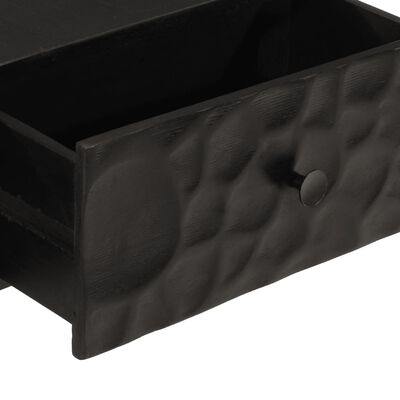 vidaXL Konzolový stolík, čierny 90x30x76 cm, mangový masív a železo