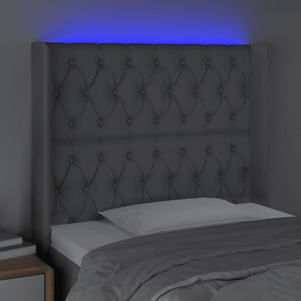 vidaXL Čelo postele s LED bledosiv&eacute; 103x16x118/128 cm l&aacute;tka