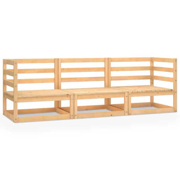 vidaXL 3-miestna záhradná pohovka, borovicový masív