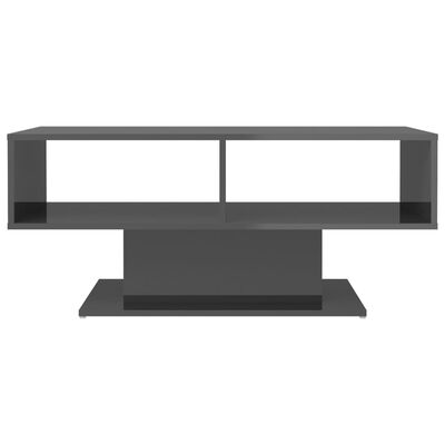 vidaXL Konferenčný stolík lesklý sivý 103,5x50x44,5 cm drevotrieska