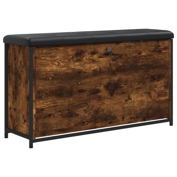 vidaXL Lavička na top&aacute;nky s vykl&aacute;pacou z&aacute;suvkou dymov&yacute; dub 102x32x56cm