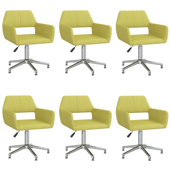 vidaXL Otočné jedálenské stoličky 6 ks, zelené, látka