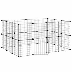 vidaXL 28-panelov&aacute; klietka pre dom&aacute;ce zvierat&aacute; čierna 140x105x70 cm oceľ