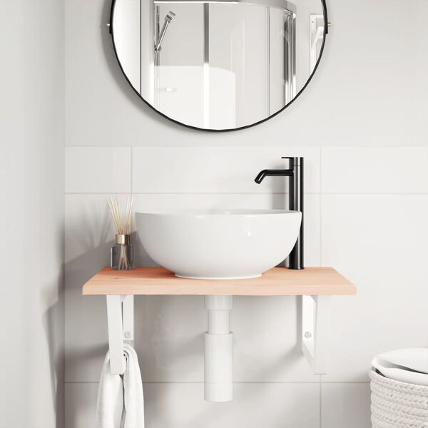 vidaXL Polica pod um&yacute;vadlo, n&aacute;stenn&aacute;, oceľ a dubov&yacute; mas&iacute;v