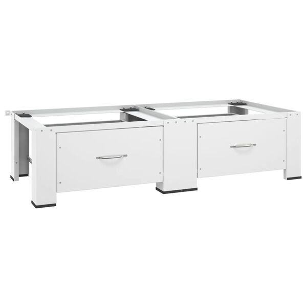 vidaXL Dvojit&yacute; podstavec pod pr&aacute;čku a su&scaron;ičku so z&aacute;suvkami, biely