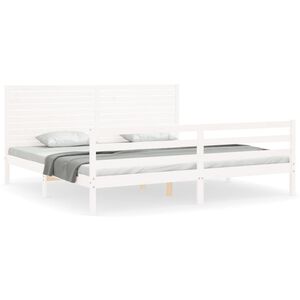 vidaXL Posteľn&yacute; r&aacute;m s čelom biely 200x200 cm mas&iacute;vne drevo