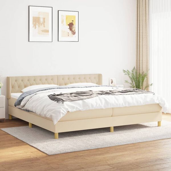 vidaXL Boxspring posteľ s matracom kr&eacute;mov&aacute; 200x200 cm l&aacute;tka