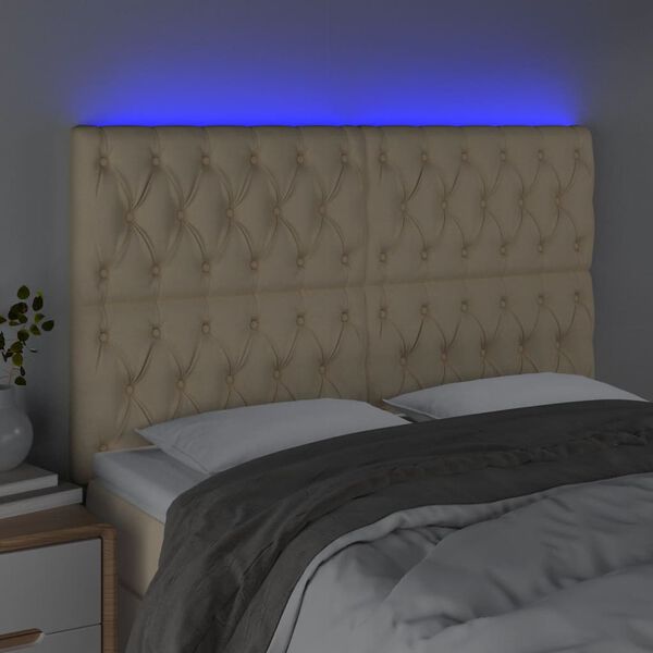 vidaXL Čelo postele s LED kr&eacute;mov&eacute; 160x7x118/128 cm l&aacute;tka