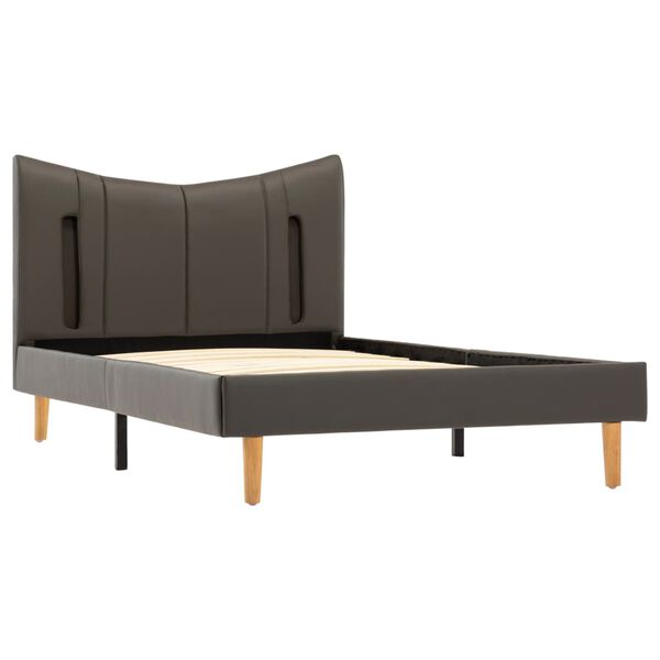 vidaXL Posteľn&yacute; r&aacute;m s LED antracitov&yacute; 100x200 cm umel&aacute; koža