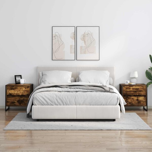 vidaXL Nočn&yacute; stol&iacute;k Dymov&aacute; dub 50 x 39.5 x 50 cm Kompozitn&eacute; drevo