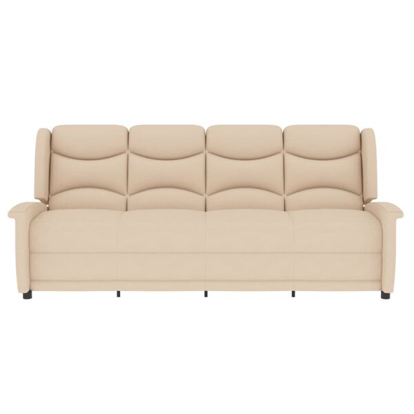 vidaXL 4-miestne sklápacie masážne kreslo, krémové, látka