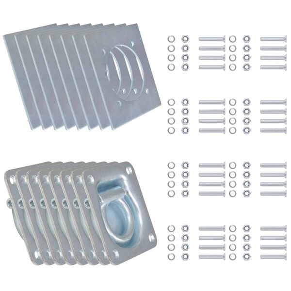 vidaXL Kotviaca miska pre pr&iacute;vesn&yacute; voz&iacute;k, 8 ks, pozinkovan&aacute; oceľ, 2000 kg