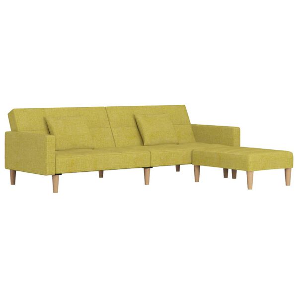 vidaXL 2miestna rozkladacia pohovka 2 vankúše a taburet zelená látka