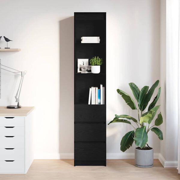vidaXL Highboard Black Oak 37,5x35x180 cm Engineered Wood