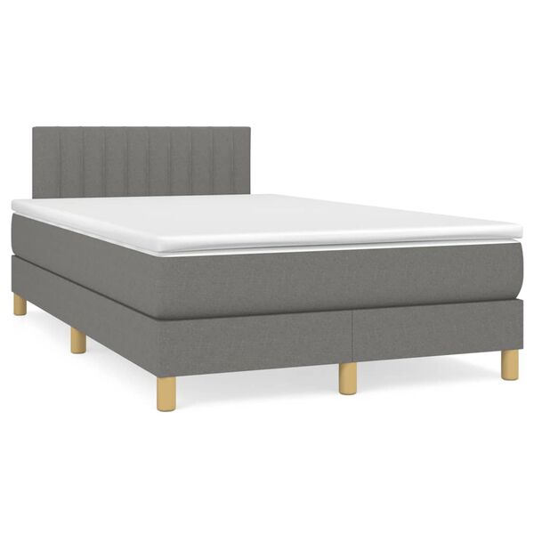vidaXL Boxspring posteľ s matracom, tmavosiv&aacute; 120x190 cm, l&aacute;tka