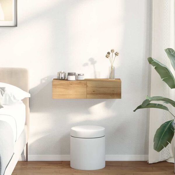 vidaXL N&aacute;stenn&aacute; polica so z&aacute;suvkami dub artisan kompozitn&eacute; drevo