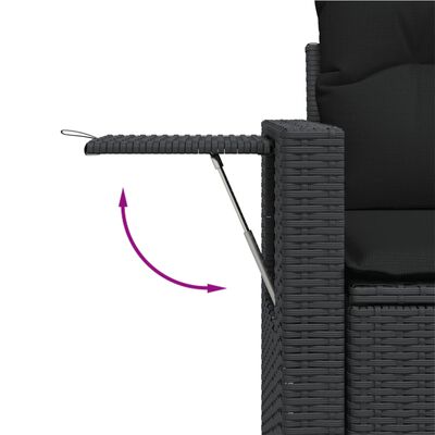 vidaXL 10-dielna záhradná sedacia súprava s vankúšmi polyratan čierna