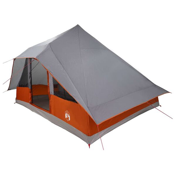 vidaXL Tipi stan so strechou Šedá a oranžová 364 x 281 x 257 cm taft